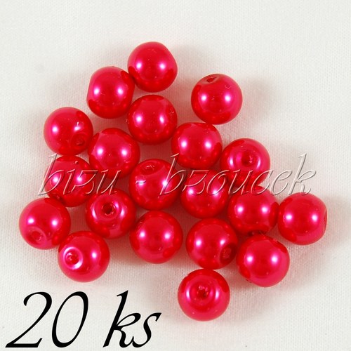 Červené voskované perle - 8mm - 20ks — foto 1