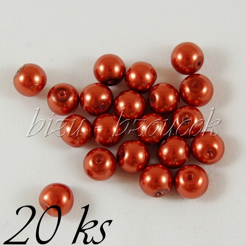Cihlové voskované perle - 8mm - 20ks — foto 1