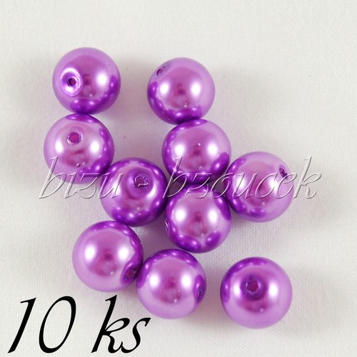 Fialové voskované perle - 10mm - 10ks — foto 1