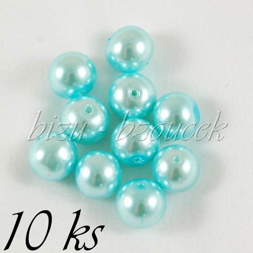 Světle modré voskované perle - 10mm - 10ks — foto 1