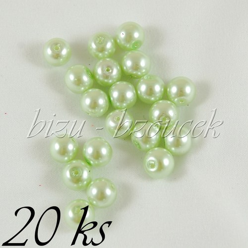 Světle zelené voskované perle - 8mm - 20ks — foto 1