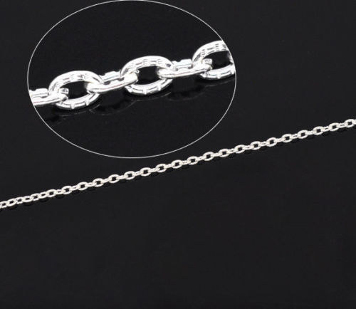 Řetízek, stříbrný odstín, 3x2 mm, 1 m