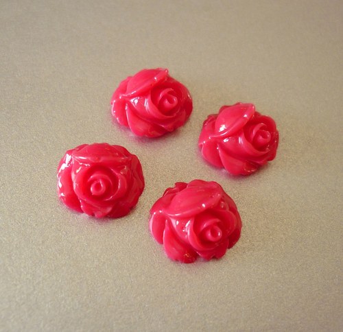 C46/ kabošon růžička bordó / 10x10x6mm / 4ks