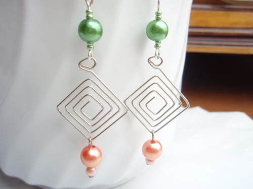 Jarní čtvercové - náušnice — foto 1