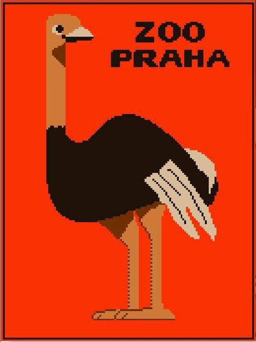 Předloha na vyšívání - ZOO Praha Pštros