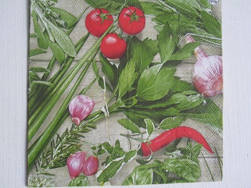 Ubrousek na decoupage Zelenina a byliny, 1ks