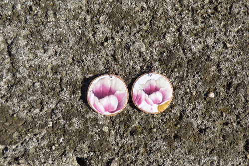 Recy náušnice na korku Tulipánová