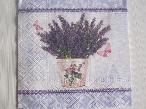 Ubrousek na decoupage Květináč s levandulí