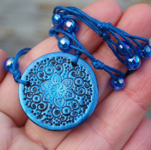 Náhrdelník - modrý ornament — foto 1