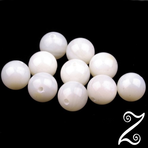 Korálky perleťové, béžová, 7 mm (5ks)