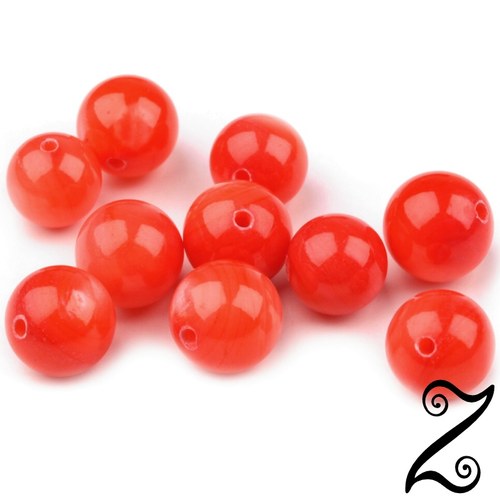 Korálky perleťové, růžovočervená, 7 mm (5ks)