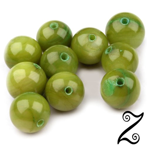 Korálky perleťové, zelená stepní, 7 mm (5ks)