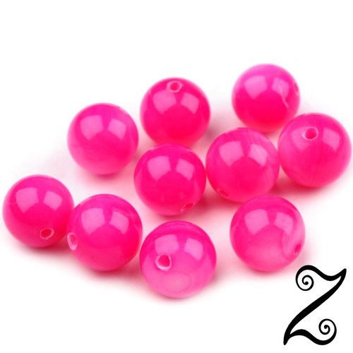 Korálky perleťové, růžová neon, 7 mm (5ks)