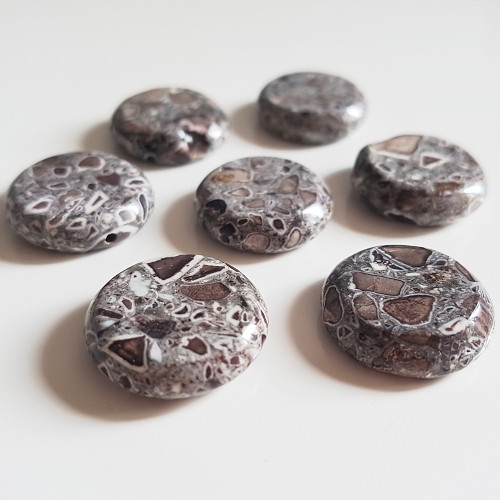 Korálky MARBLE, šedohnědá, 20 mm (5ks) — foto 1