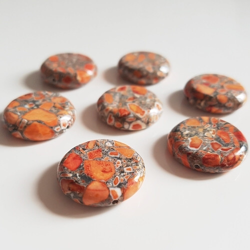 Korálky MARBLE, oranžová, 20 mm (5ks)