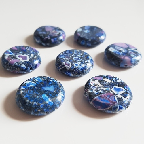 Korálky MARBLE, fialovomodrá, 20 mm (5ks)