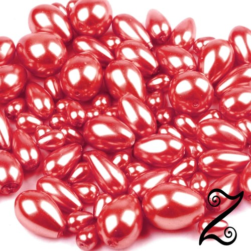 Voskované kapky, červená světlá, MIX (50g)