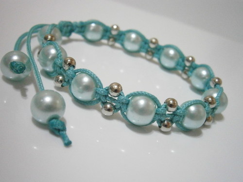 Tyrkysový náramek (macramé) — foto 1