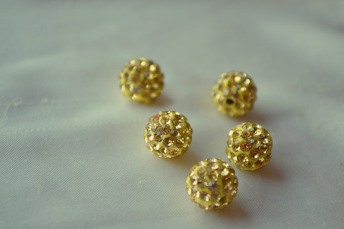 Shamballa korálka CZ krystal zlatá, 8mm