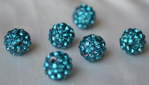 Shamballa korálka CZ krystal modrá lagúna, 8mm