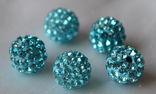 Shamballa korálka CZ krystal blue zirkon, 8mm