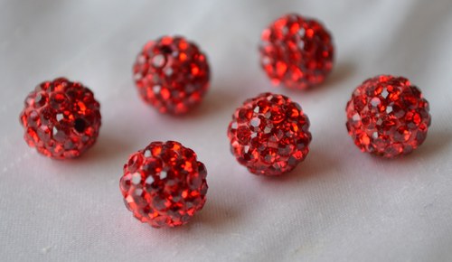 Shamballa korálka CZ krystal červená, 8mm