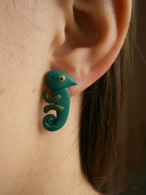 Náušnice chameleoni — foto 1