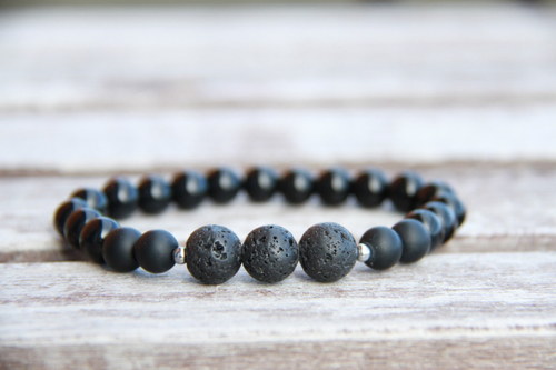Pánsky náramok onyx/láva — foto 1