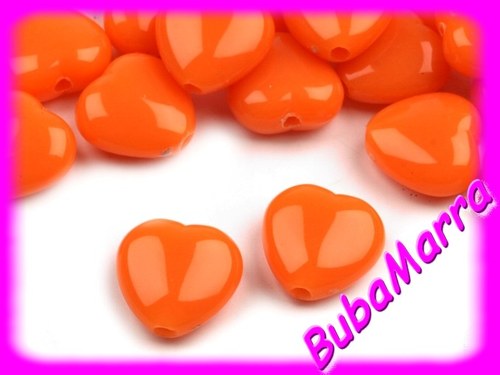 10ks ~ KORÁLKY SRDÍČKA 13x13mm ~ oranžová