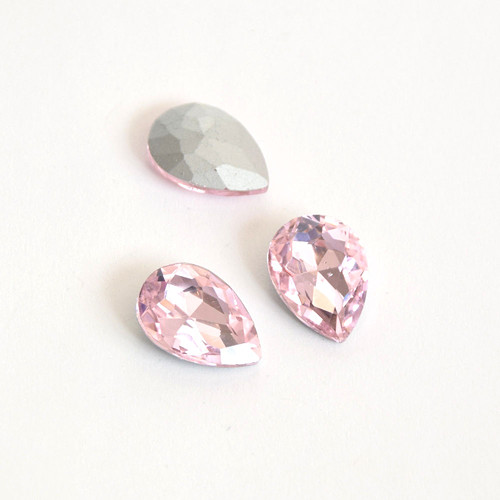 Skleněný kabošon slza 18x13 mm - růžová