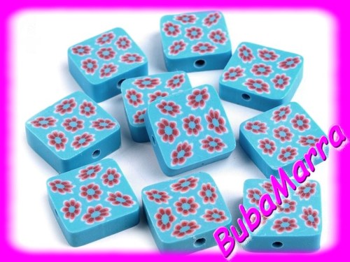 VÝPRODEJ ~ 10ks ~ FIMO KORÁLKY ~ 14x14mm ~ MODRÁ