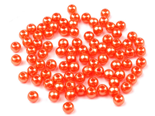 Korálky glance voskované ostře oranžové 4mm, 60ks