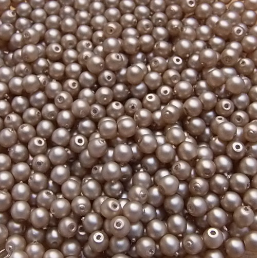 Voskované perly 4 mm - světle hnědé - mat