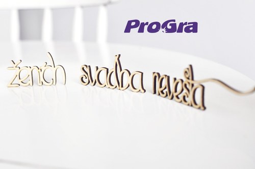 Nápisky - MIDI - sada 3ks: ženich, nevěsta, svatba