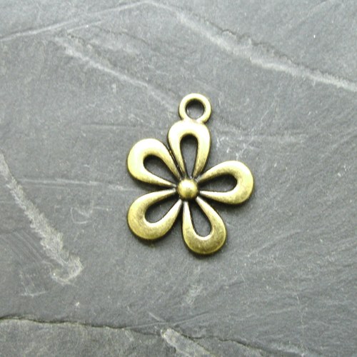 Přívěsek kytka 15x18mm - 2ks - starobronz