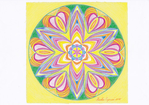 Mandala - Srdíčkový květ života-žlutá