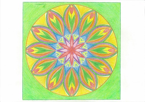 Mandala - Jarní tulipány-zelená