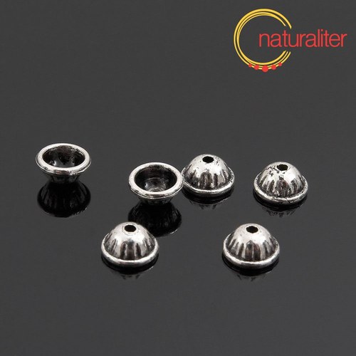 Kaplík kulatý 8x4mm, starostříbro, 4ks