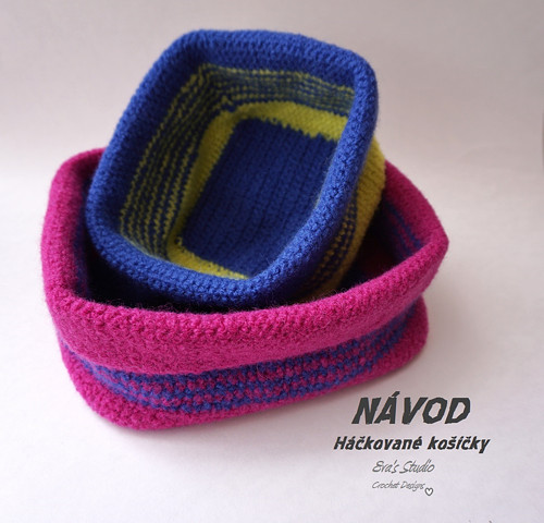 NÁVOD-HÁČKOVANÉ PLSTĚNÉ KOŠÍČKY- 2 velikosti