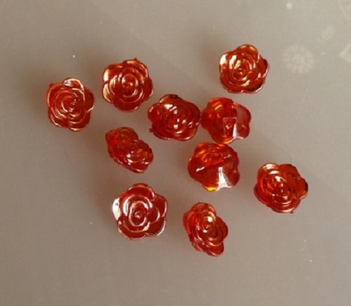 Knoflík - kytička červeno-zlatá - 2cm - 3 ks