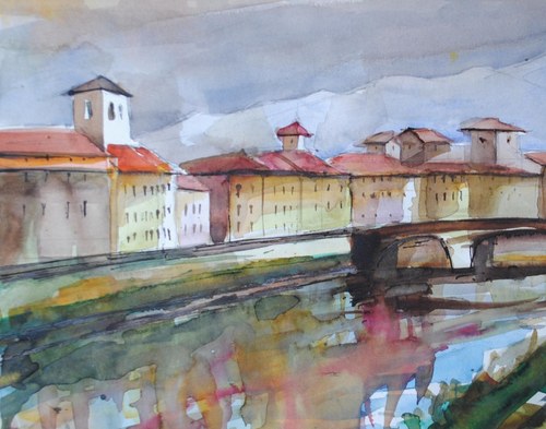 Z mých cest - Pisa 2014/ originální akvarel Dlabal