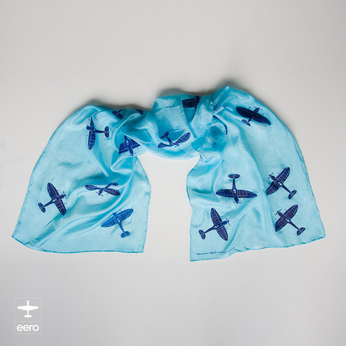 Supermarine spitfire blue / hedvábný šál