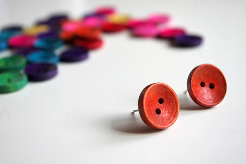 Oranžové knoflíky - náušnice — foto 1