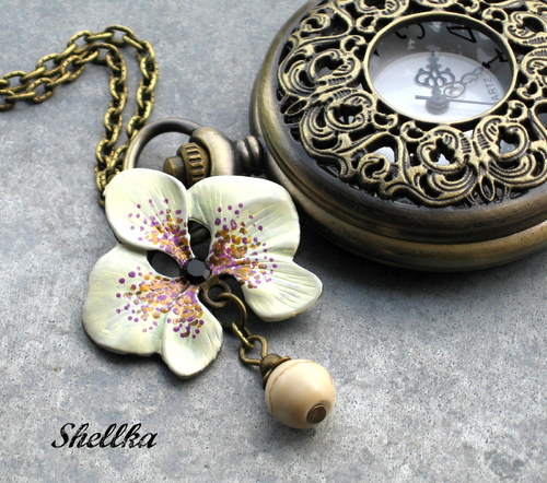 Náhrdelník hodinky s orchidejí II. — foto 1