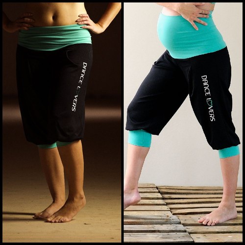 Sportovní 3/4 kalhoty roll black aquamarine
