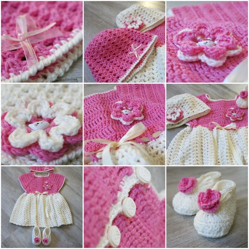 Háčkovaná soupravička pro miminka Hello Kitty — foto 1