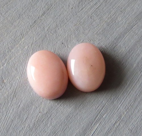 Růžový opál - Peru (7x9mm) , pár č.02 — foto 1