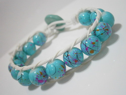 Tyrkysovo-bílý náramek (Wrap Bracelet)