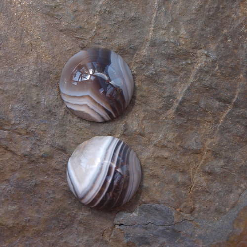 Achát Botswana,pár kabošonů č. 1751 — foto 1
