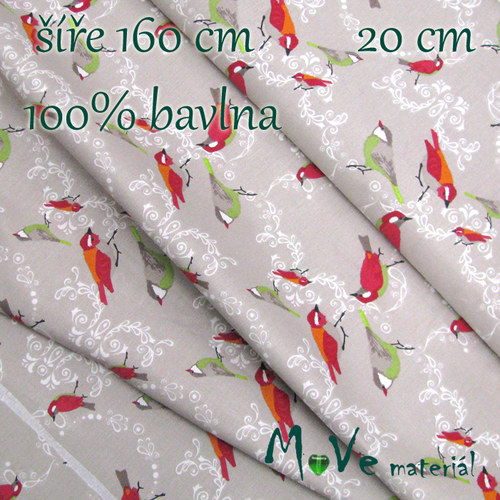 Bavlněné plátno - ptáčci 20cm/ š 160cm — foto 1